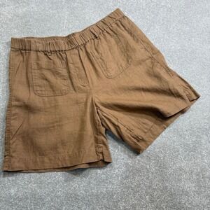 J Jill Love Linen Shorts Tan Patch Pocket Pull On Relaxed XL Summer Lagenlook